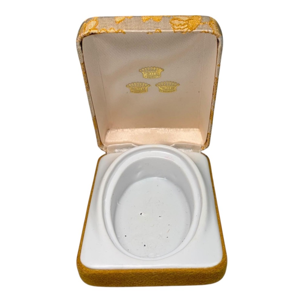Vtg Mid Century Brocade Jewelry Box Gold Floral Fabric Yellow‎ Velvet Case Retro - Picture 2 of 9